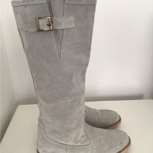 Italian Grey Suede Knee-High Boots